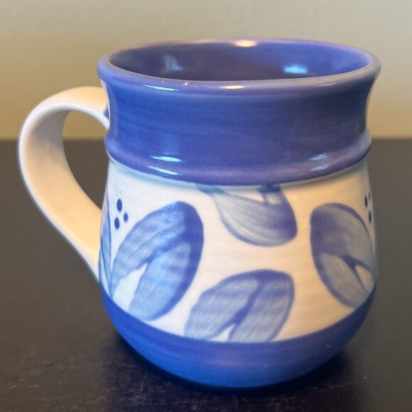 Vintage PFALTZGRAFF Hand Painted VILLA FLORA Blue & White Stoneware Mug ~ Mexico - Picture 1 of 7